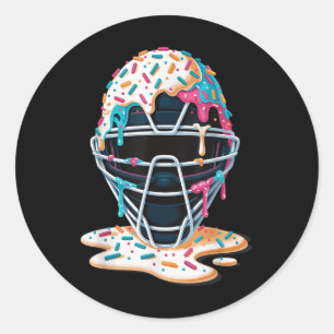 Baseball Catcher Mask Ice Cream Dripping Baseball  Classic Round Sticker