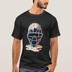 Baseball Catcher Mask Ice Cream Dripping Baseball  T-Shirt