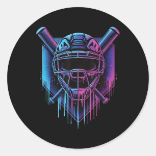 Baseball Catcher Mask Paint Dripping Baseball Fan  Classic Round Sticker