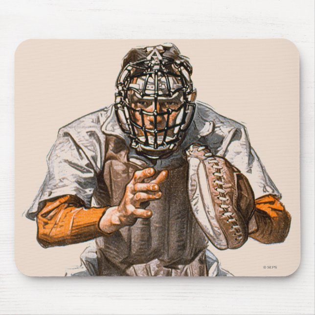 Baseball Catcher Mouse Pad (Front)