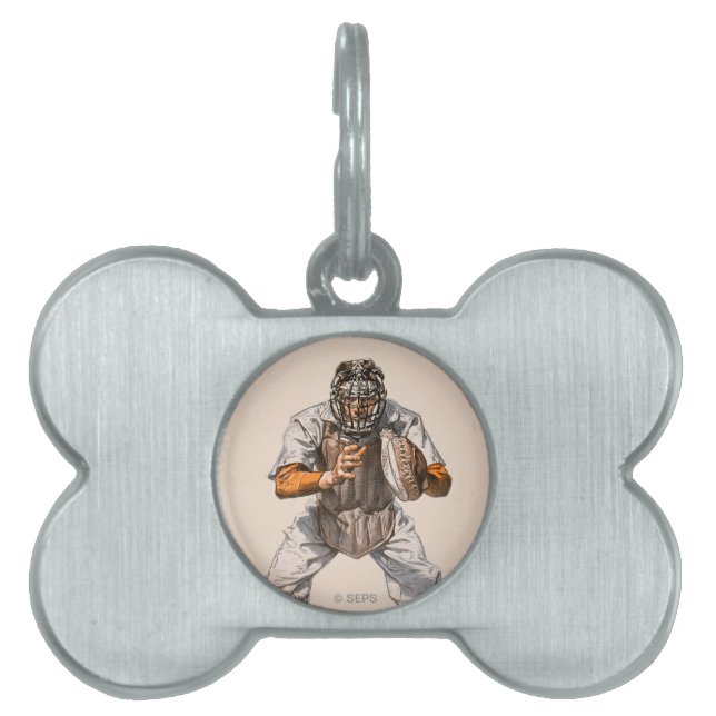 Baseball Catcher Pet Name Tag (Front)
