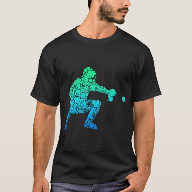 Baseball Catcher Player Youth Men Kids Boys T-Shir T-Shirt (Front)