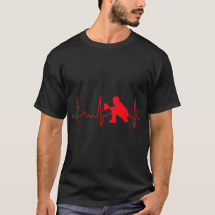Baseball Catcher - Red Baseball Catcher Heartbeat T-Shirt