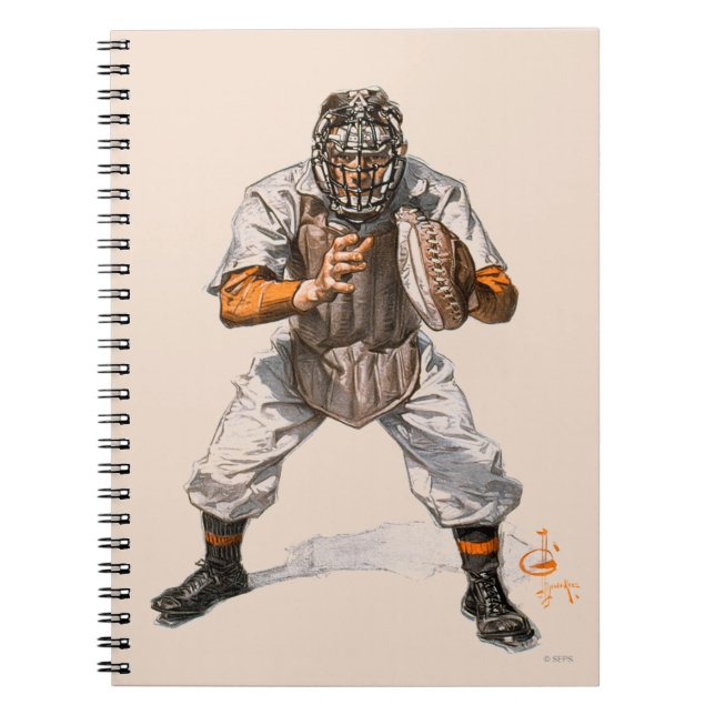 Baseball Catcher Spiral Notebook (Front)