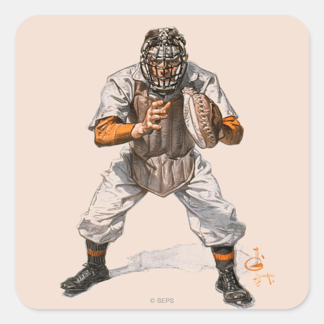 Baseball Catcher Square Sticker (Front)
