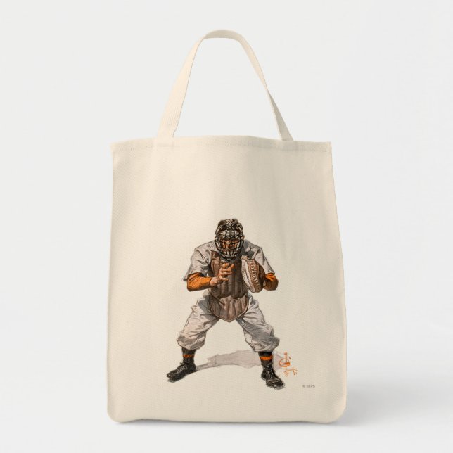 Baseball Catcher Tote Bag (Front)