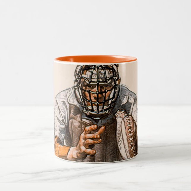 Baseball Catcher Two-Tone Coffee Mug (Center)