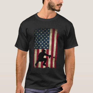 Baseball Catchers Gear American Flag Baseballin T-Shirt