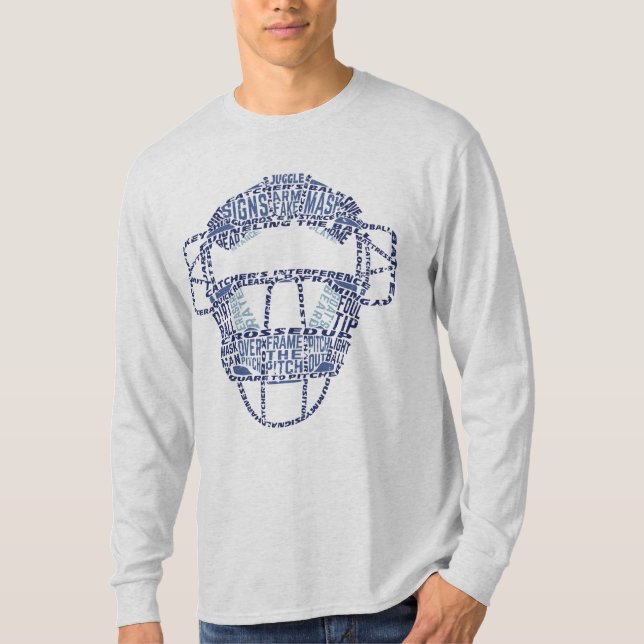 Baseball Catchers Mask Typography T-Shirt (Front)
