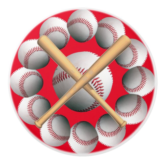 Baseball Ceramic Door Pulls (Front)