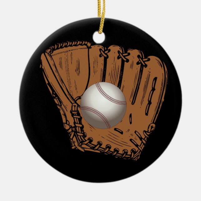Baseball, Ceramic Tree Decoration (Front)