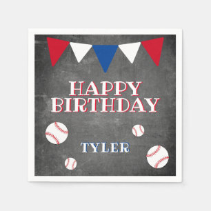Baseball Chalkboard Kids Birthday Party Napkin