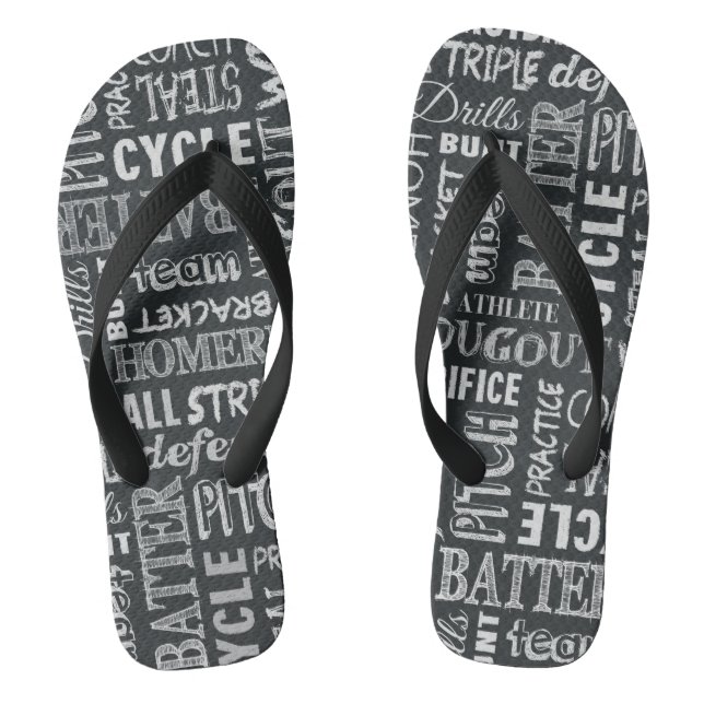 Baseball Chalkboard Terms Jandals (Footbed)