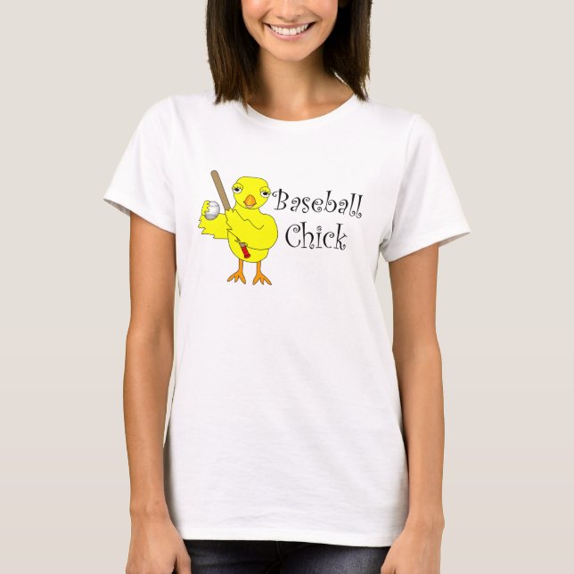 Baseball Chick Text  T-Shirt (Front)