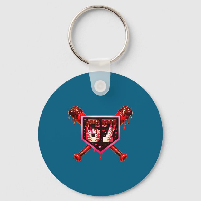 Baseball Chocolate Drip 67 Valentine Love Matching Key Ring (Front)