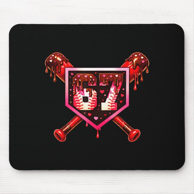 Baseball Chocolate Drip 67 Valentine Love Matching Mouse Pad (Front)