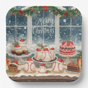 Baseball Christmas Bakery Treats Holiday  Paper Plate