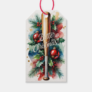Baseball Christmas “Batter Up for Christmas!” Gift Tags