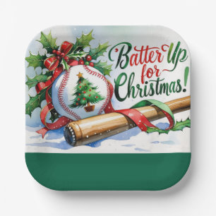 Baseball Christmas “Batter Up for Christmas!” Paper Plate