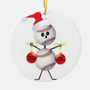 Baseball Christmas Ceramic Tree Decoration