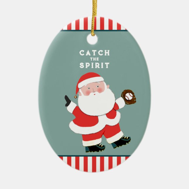 Baseball Christmas Collectible Ceramic Tree Decoration (Front)