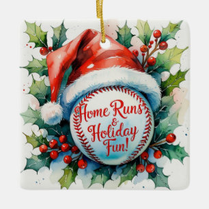 Baseball Christmas Festive Baseball Ceramic Ornament