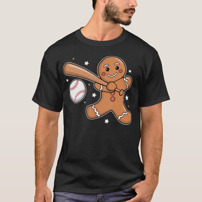 Baseball Christmas Gingerbread Man Baseball Xmas F T-Shirt (Front)