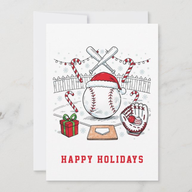 Baseball Christmas Greeting Card (Front)
