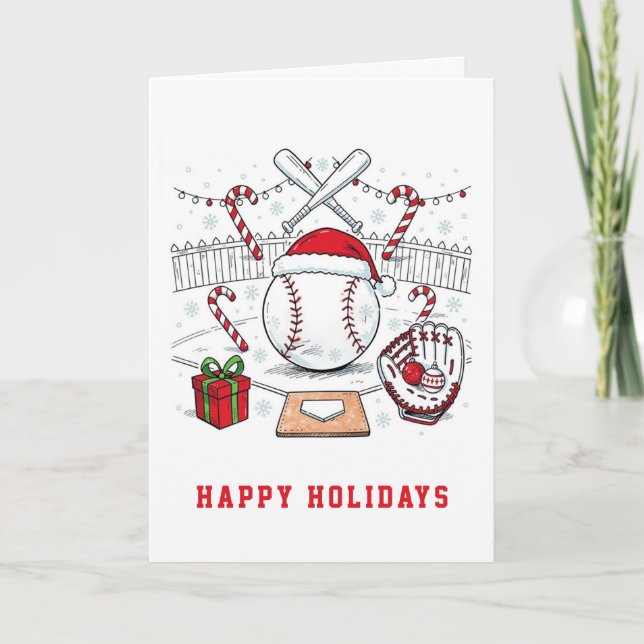 Baseball Christmas Greeting Card (Front)