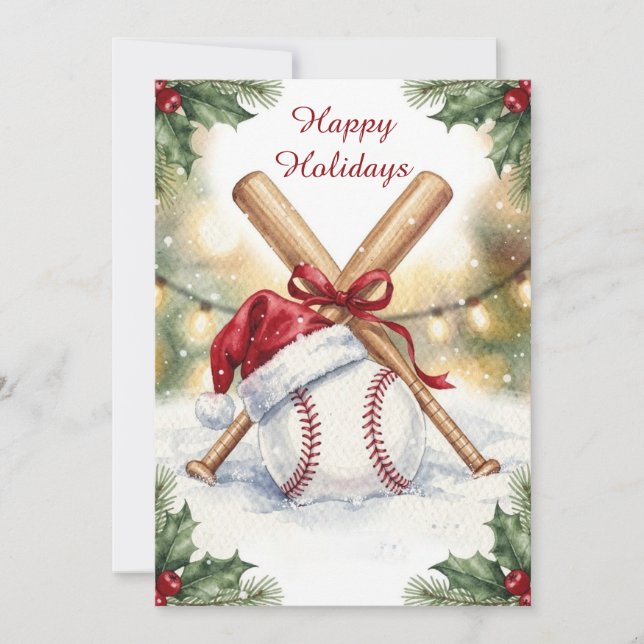 Baseball Christmas Greeting Card (Front)