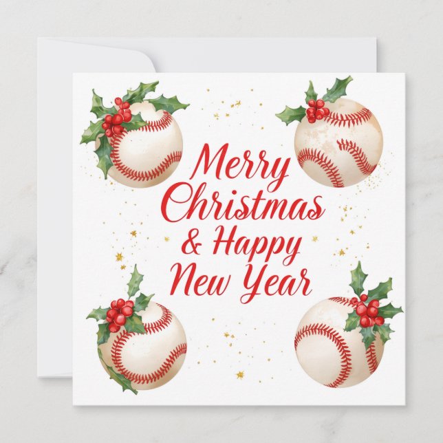 Baseball Christmas  Holiday Card (Front)
