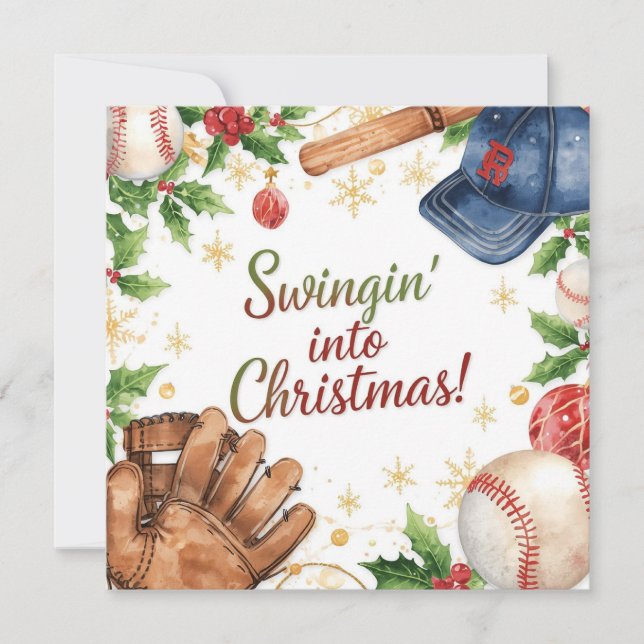 Baseball Christmas  Holiday Card (Front)