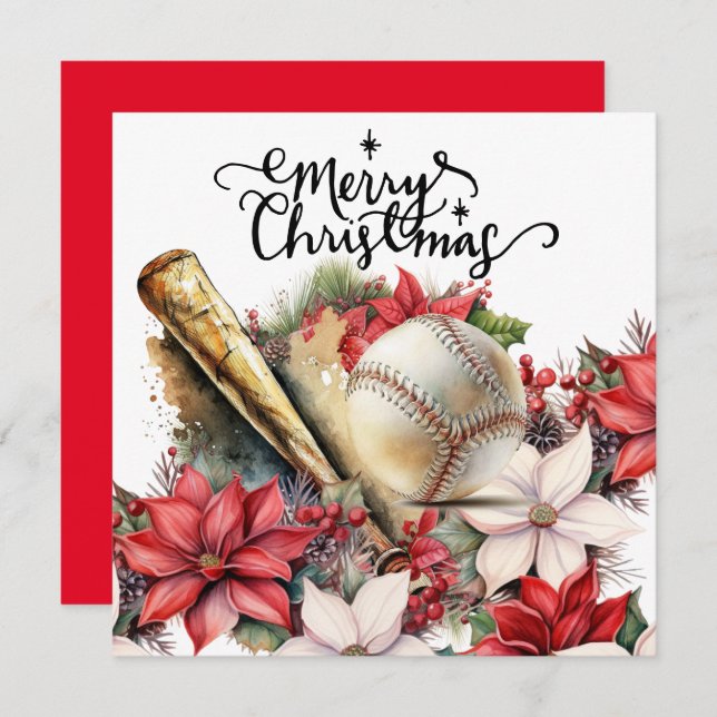 Baseball Christmas  Holiday Card (Front/Back)