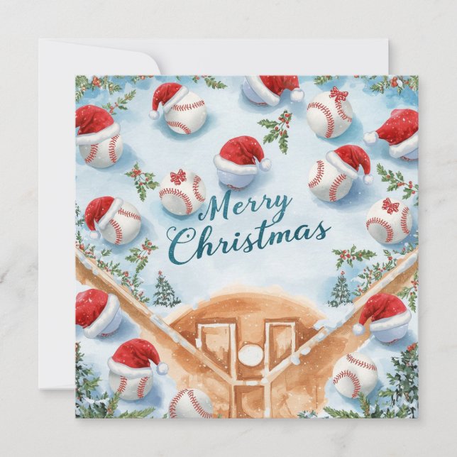 Baseball Christmas  Holiday Card (Front)