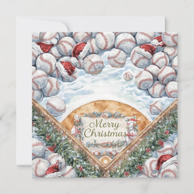 Baseball Christmas  Holiday Card (Front)