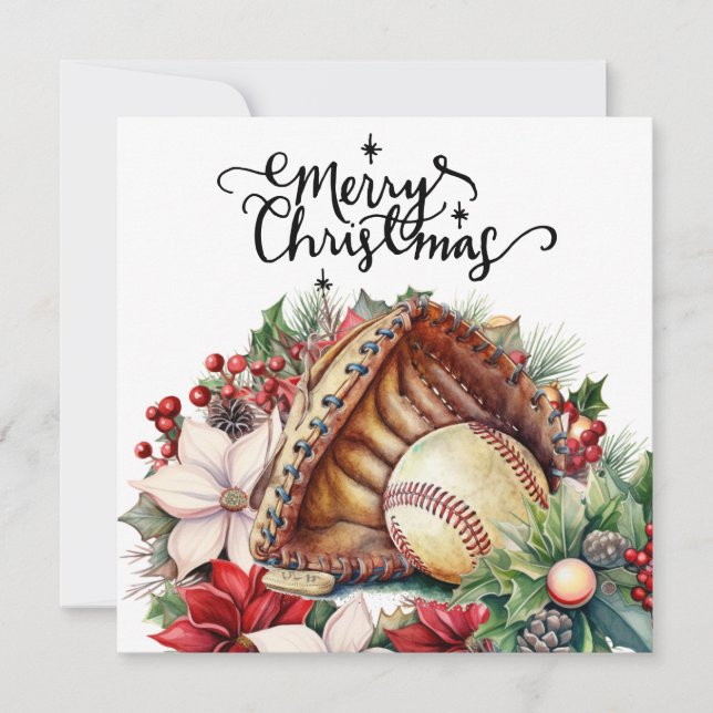 Baseball Christmas  Holiday Card (Front)