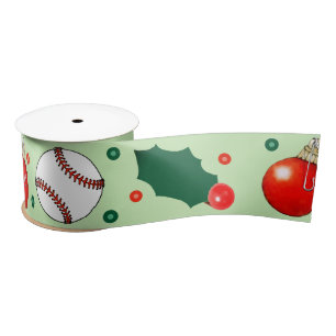 Baseball Christmas Holiday Gift Satin Ribbon