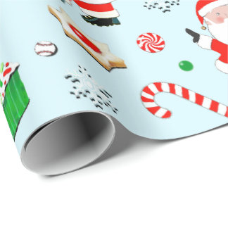 Baseball Christmas Holiday Gift Wrapping Paper