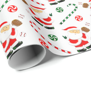 Baseball Christmas Holiday Gift Wrapping Paper