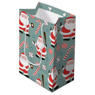 Baseball Christmas Holiday Medium Gift Bag