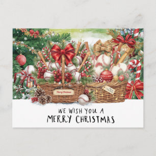 Baseball Christmas  Holiday Postcard