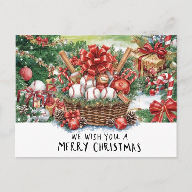 Baseball Christmas  Holiday Postcard (Front)