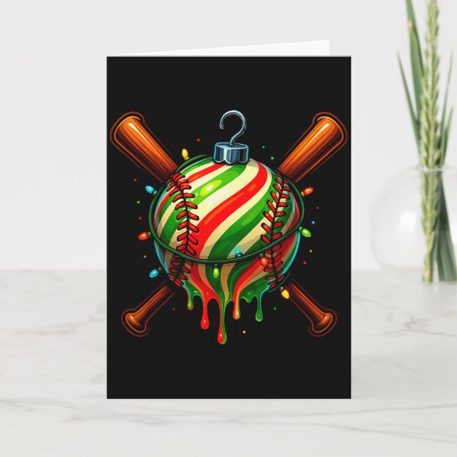 Baseball Christmas Ice Cream Drip Baseball Dripng  Card (Front)