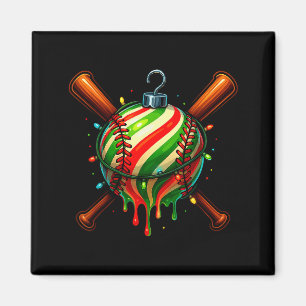 Baseball Christmas Ice Cream Drip Baseball Dripng Magnet
