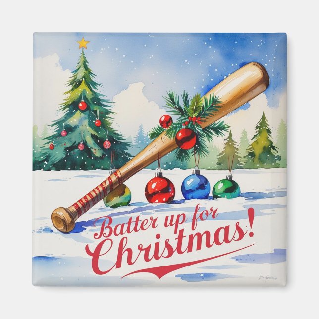 Baseball Christmas Magnet – Festive Sports Decor (Front)