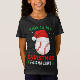 Baseball Christmas Pajama Santa Hat T-Shirt
