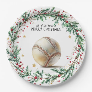 Baseball Christmas Paper Plate