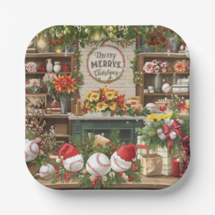 Baseball Christmas  Paper Plate