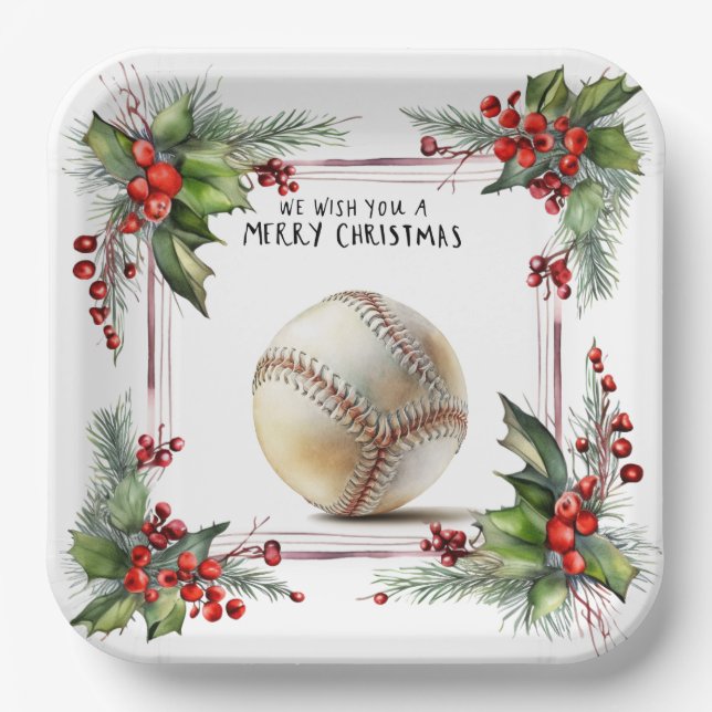Baseball Christmas  Paper Plate (Front)