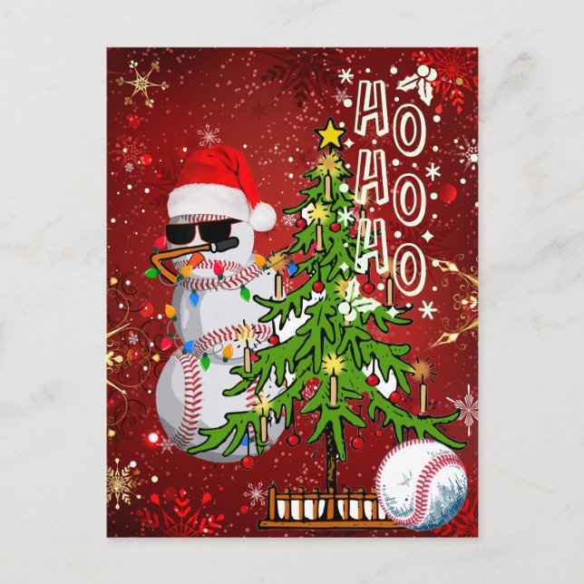 Baseball Christmas  Postcard (Front)